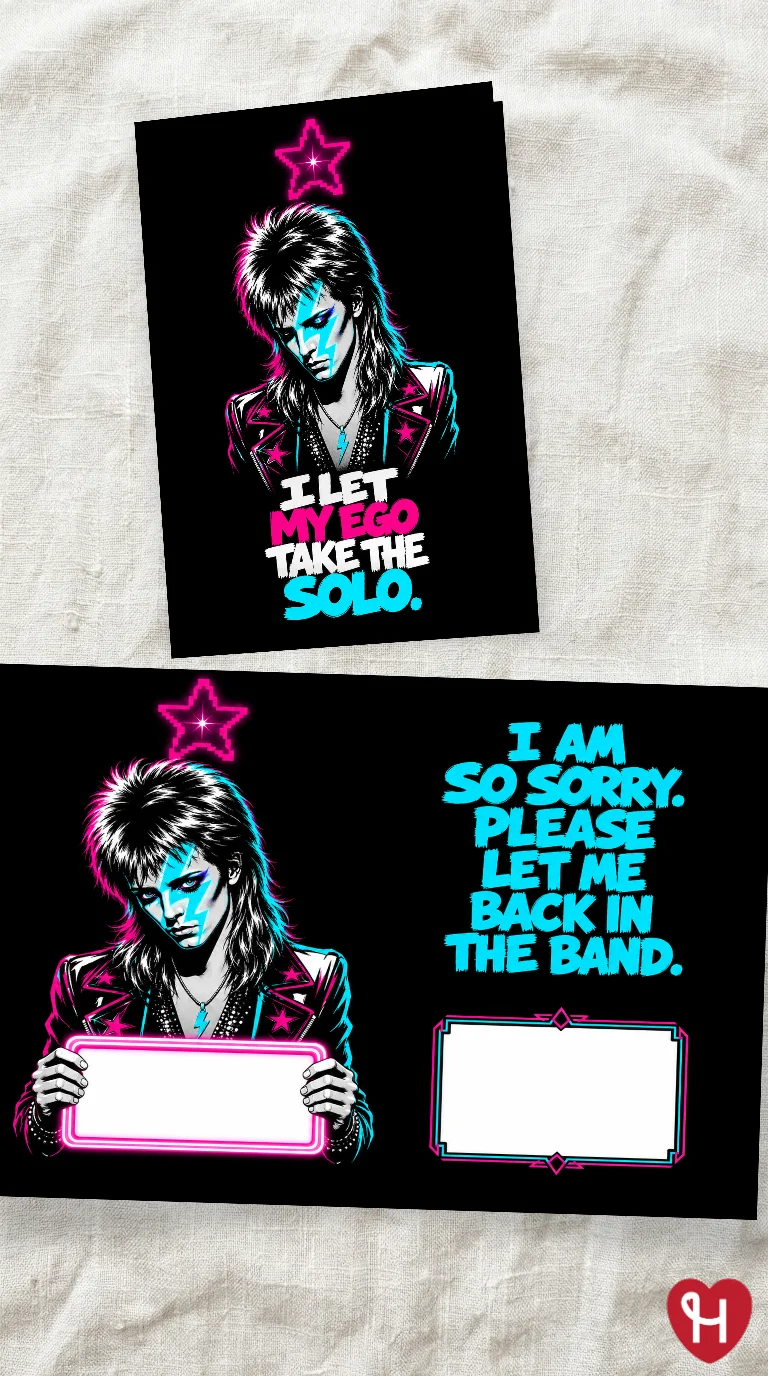 Neon Rocker Apology Card