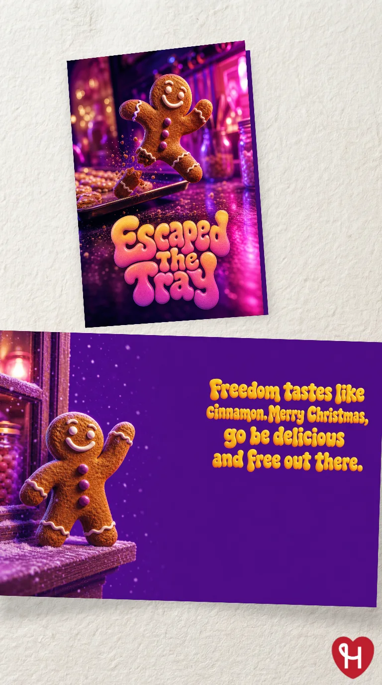 Gingerbread Escape Christmas Card