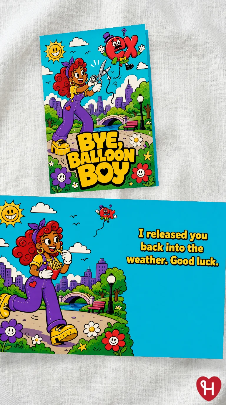 Bye Balloon Boy Breakup Card